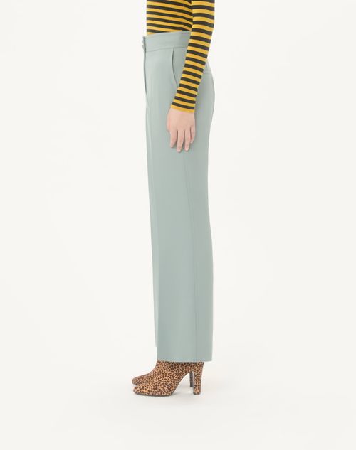 Valentino - Light Diagonal Wool Trousers - Sage - Woman - Trousers And Shorts